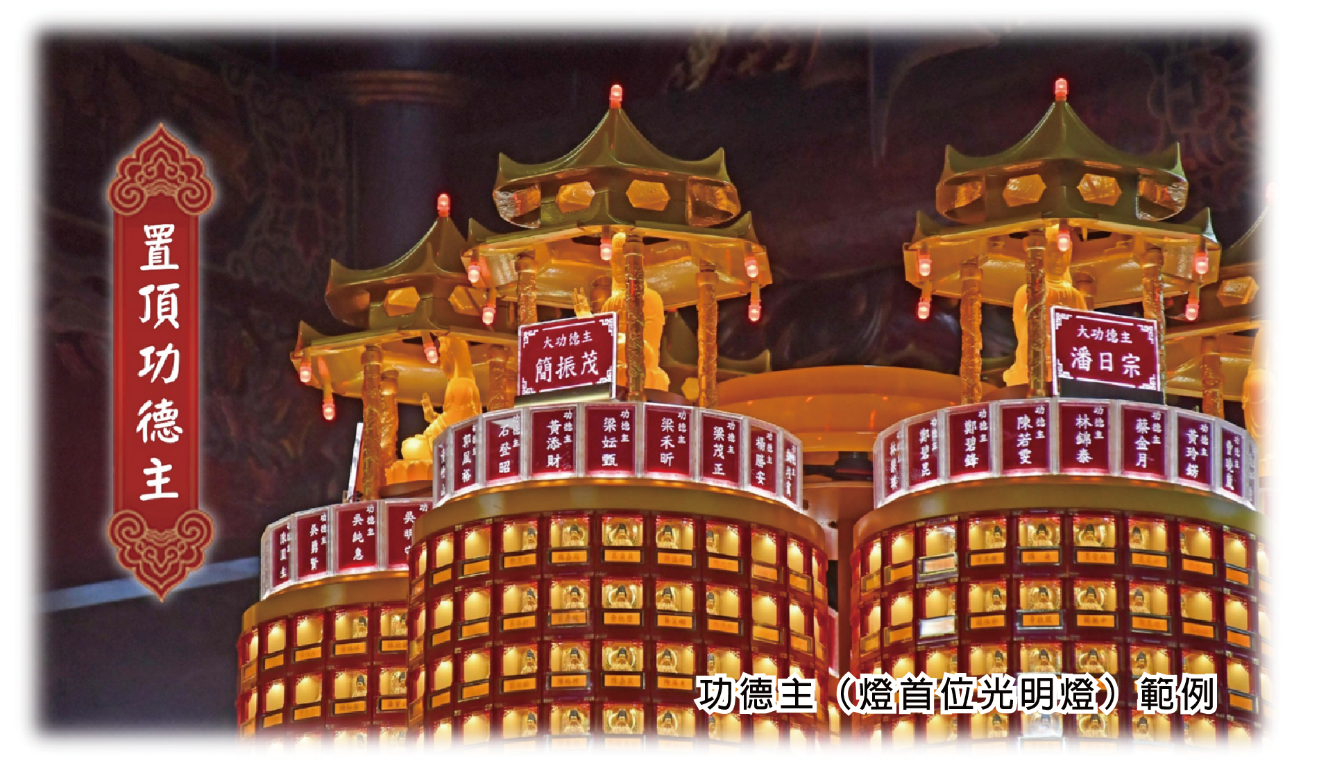 燈首位功德主鐳雕牌實景-宮廟安裝範例